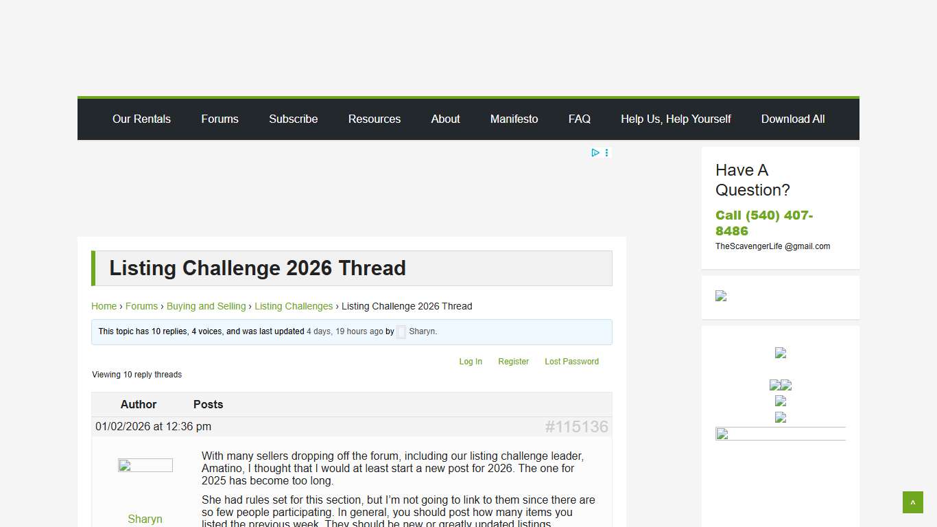 Listing Challenge 2026 Thread - Scavenger Life