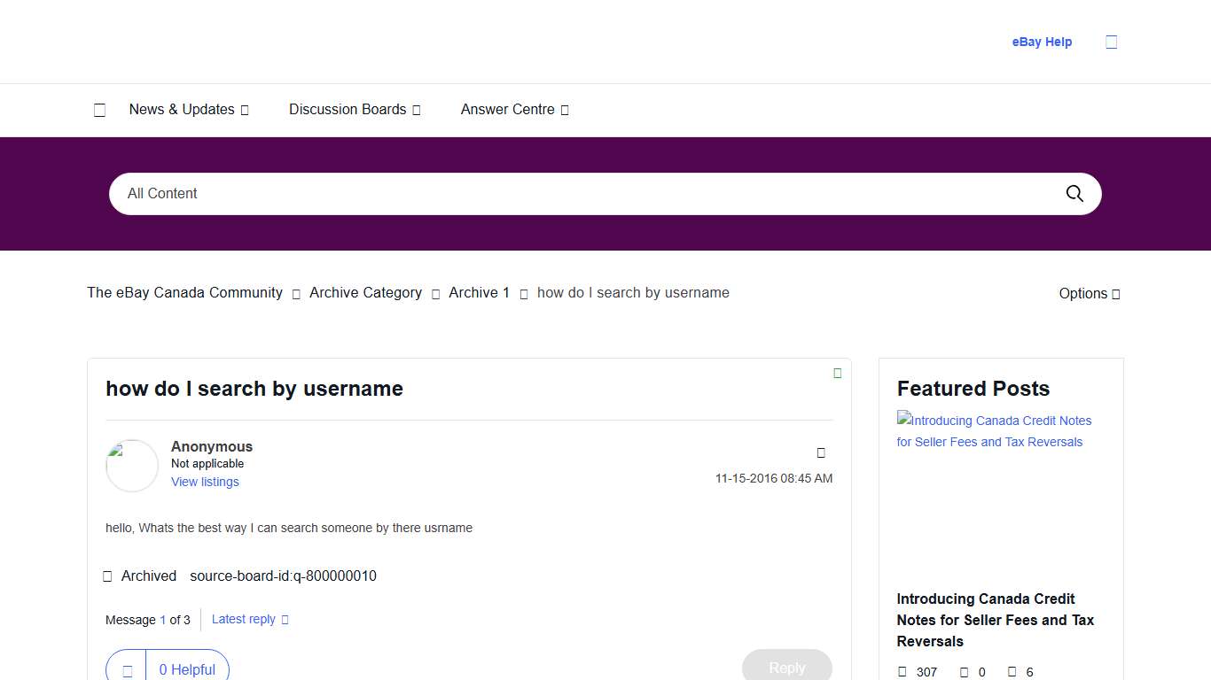 how do I search by username - The eBay Canada Community