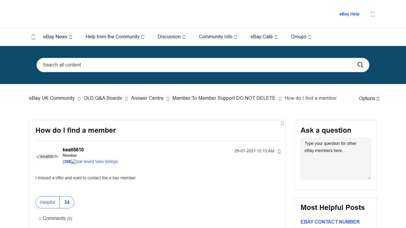 How do I find a member - UK eBay Community